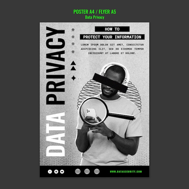 Flat design databeskyttelsesmal