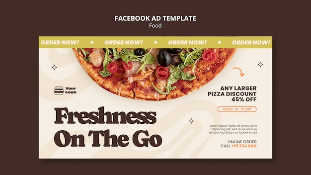 PSD flat design delicious food facebook template