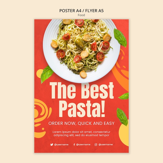 フラットデザインの美味しい食事ポスターテンプレート