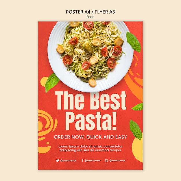 Flat design delicious food poster template