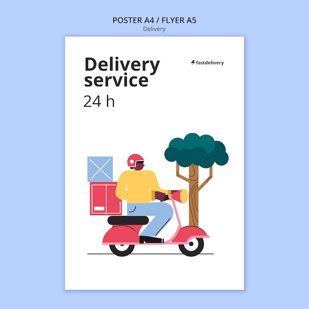 PSD flat design delivery template