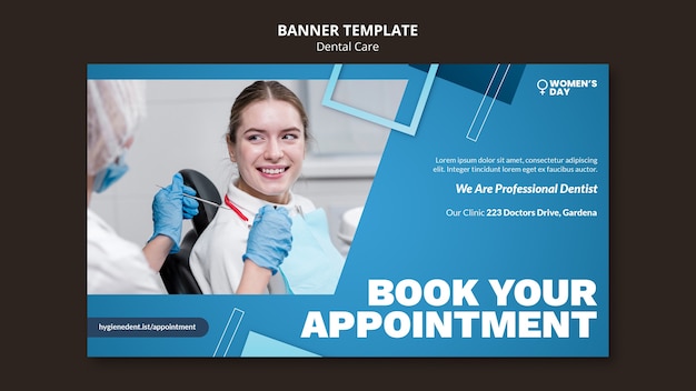 PSD flat design dental care banner template