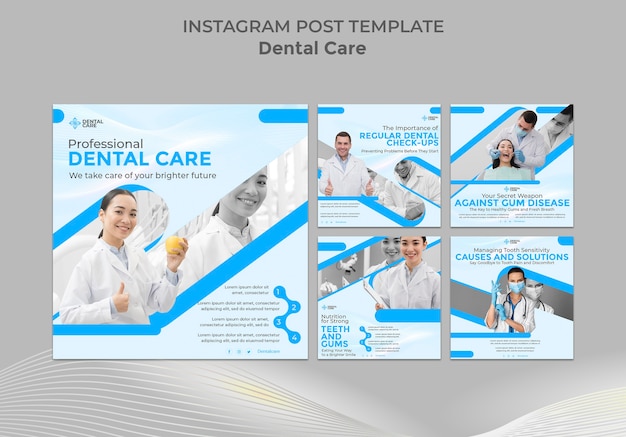 PSD flat design dental care  instagram posts