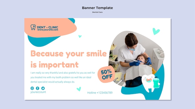 PSD flat design dental care template