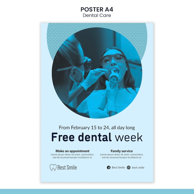 PSD flat design dental care template