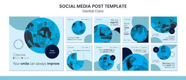 PSD flat design dental care template