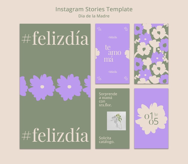 PSD flat design dia de la madre instagram template