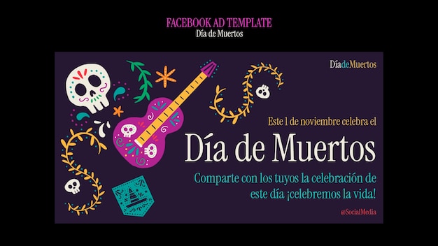 PSD フラットなデザインの dia de muertos テンプレート