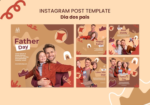 Плоский дизайн dia dos pais посты в instagram