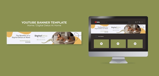 Flat design digital detox at home template