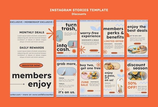 flat design discount instagram stories template