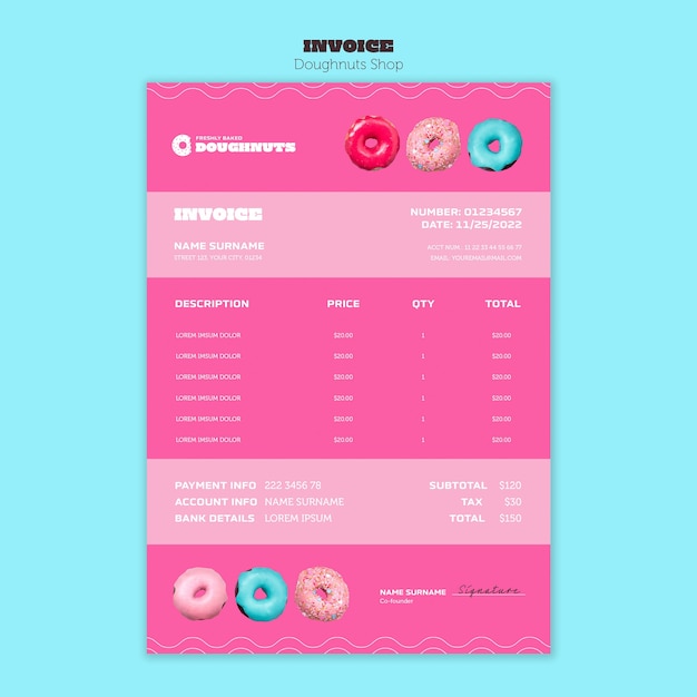 PSD flat design donuts template