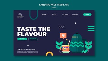 PSD flat design drink landing page template design