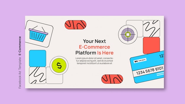 Flat design e-commerce facebook template