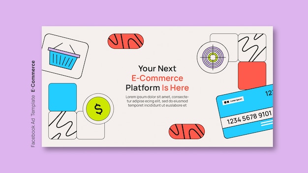 PSD modello di facebook per il commercio elettronico a disegno piatto