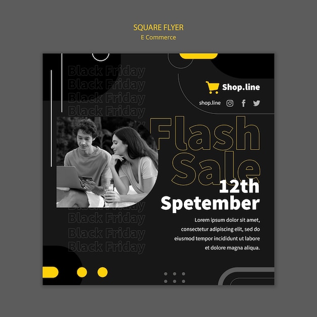 PSD flat design e commerce square poster template