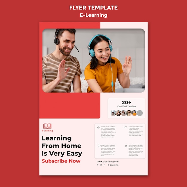 Flat design e learning  template