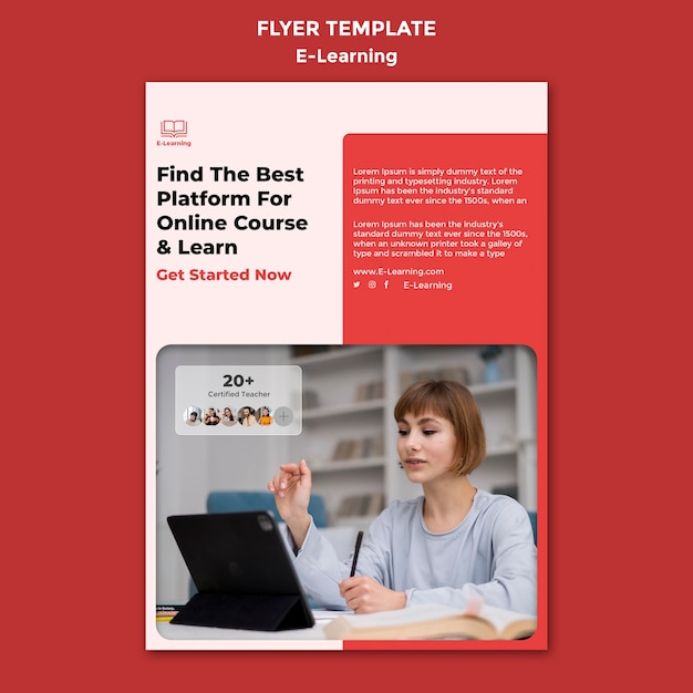 PSD flat design e learning  template