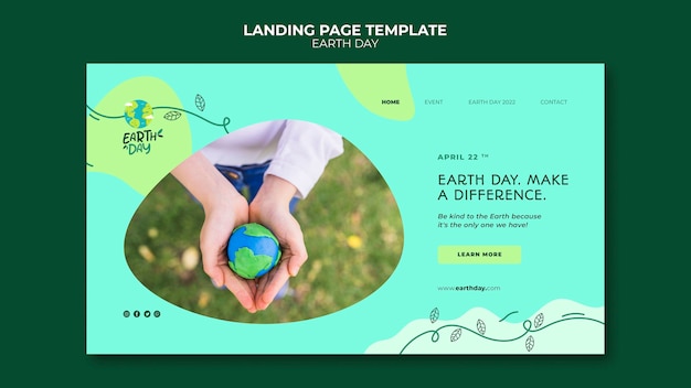 Flat design earth day template