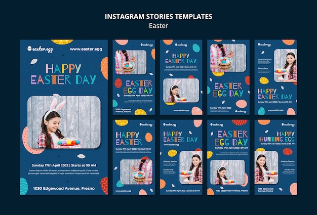 PSD flat design easter template