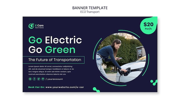 Flat design eco transport banner template