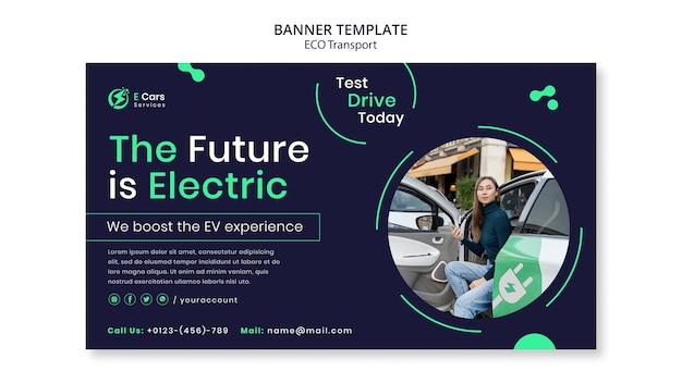 Flat design eco transport banner template