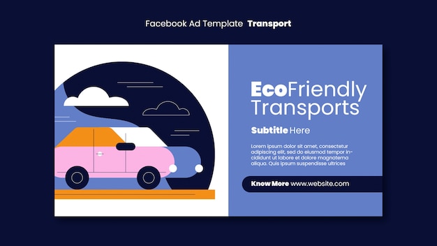 PSD modello di facebook per il trasporto ecologico di design piatto