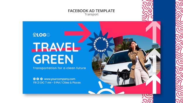 PSD flat design eco transport facebook template