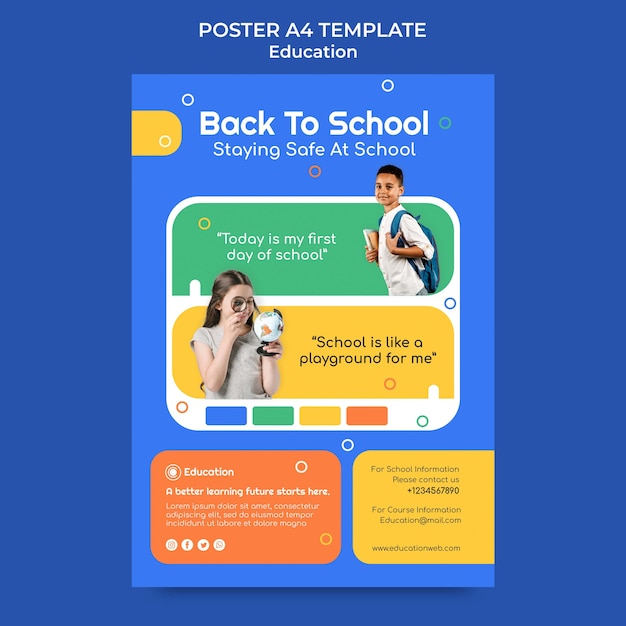 PSD flat design education poster template