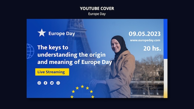 Flat design europe day template