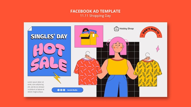 Flat design facebook  template