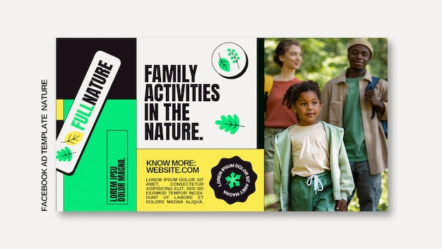 PSD flat design family activities template