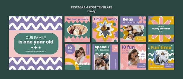 PSD flat design family template