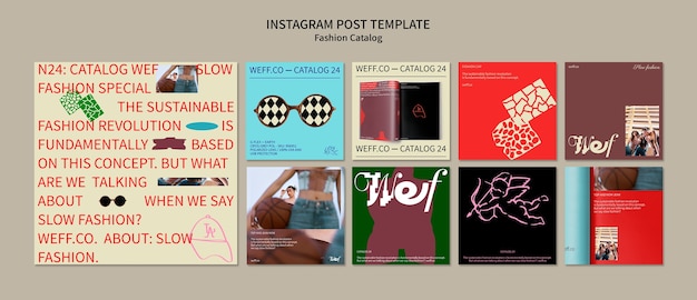 PSD catalogo di moda flat design post su instagram