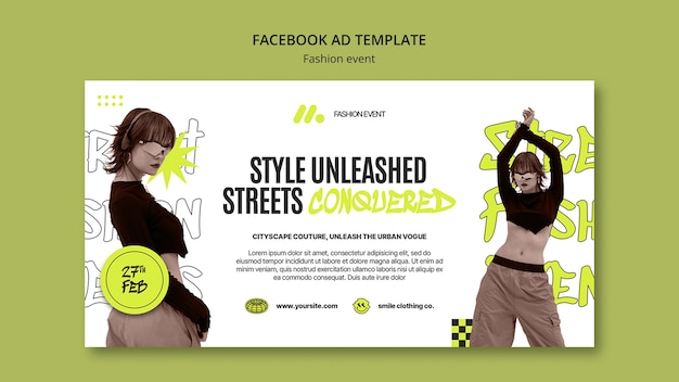 Flat design fashion event facebook template