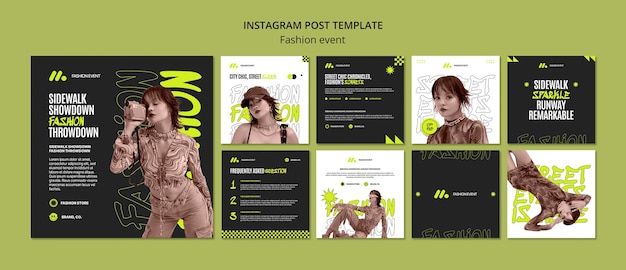 Flat design fashion event instagram posts