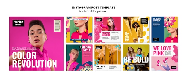 PSD flat design fashion magazine  instagram posts