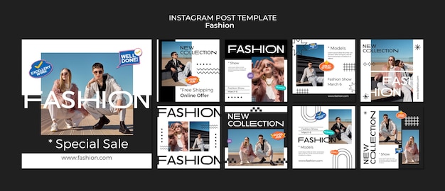 PSD flat design fashion template