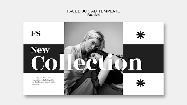 PSD modello facebook di tendenze moda design piatto