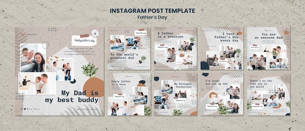 PSD flat design father's day instagram posts