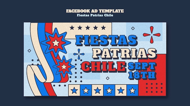 PSD modello di facebook flat design fiestas patrias chile