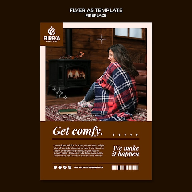 PSD flat design fire place template