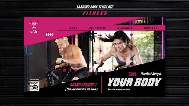 PSD flat design fitness template design