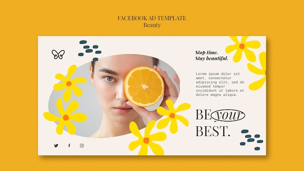 Flat design floral beauty facebook template