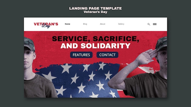 PSD flat design flveteran's day landing page