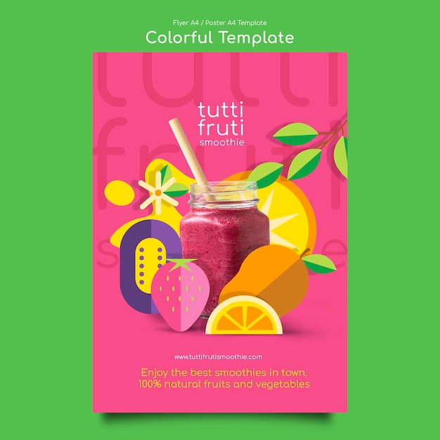 PSD flat design food colorful  poster template