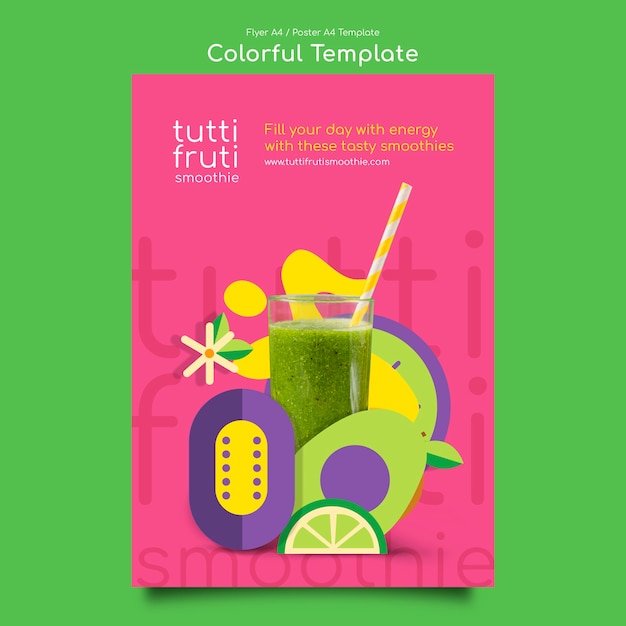 Flat design food colorful  poster template