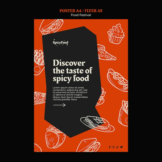 PSD flat design food festival template