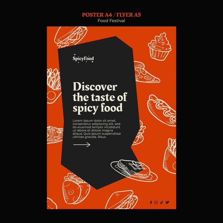 PSD flat design food festival template
