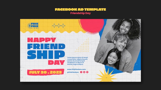 Flat design friendship day facebook template